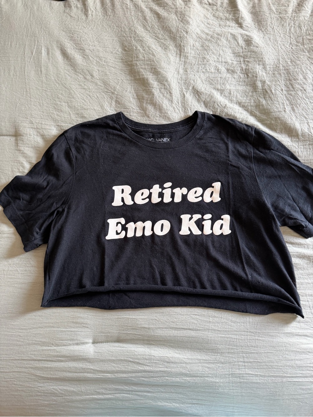 Jac Vanek Retired Emo Kid Black Graphic Crop Tee